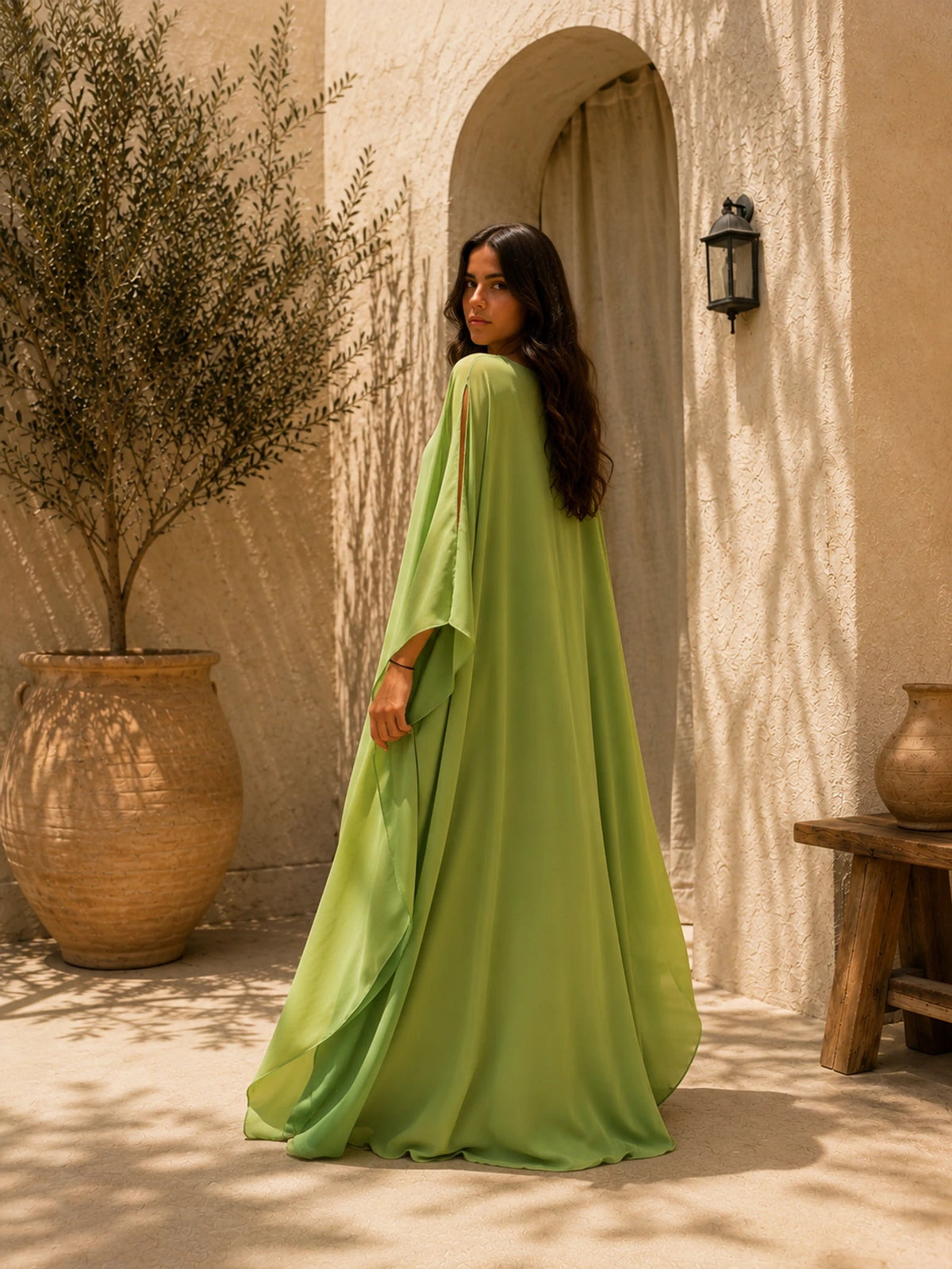 Noura dress in a deep colour