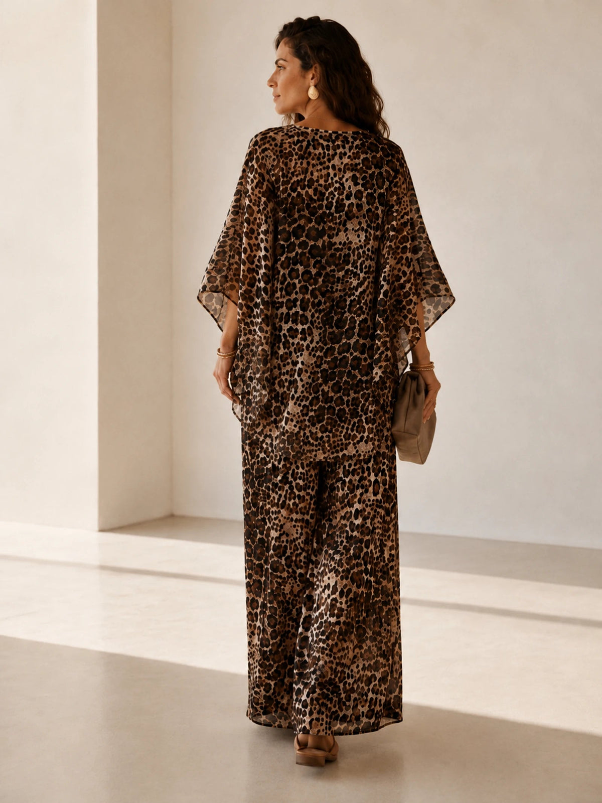Sienna dress in sand and brown print