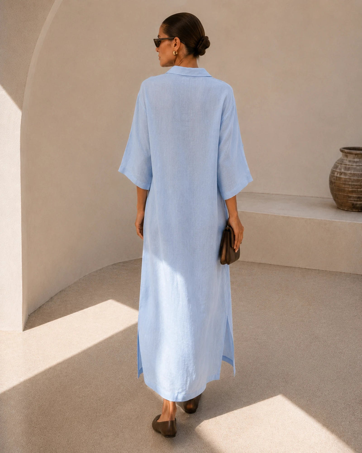 Azur tunic in sky blue linen
